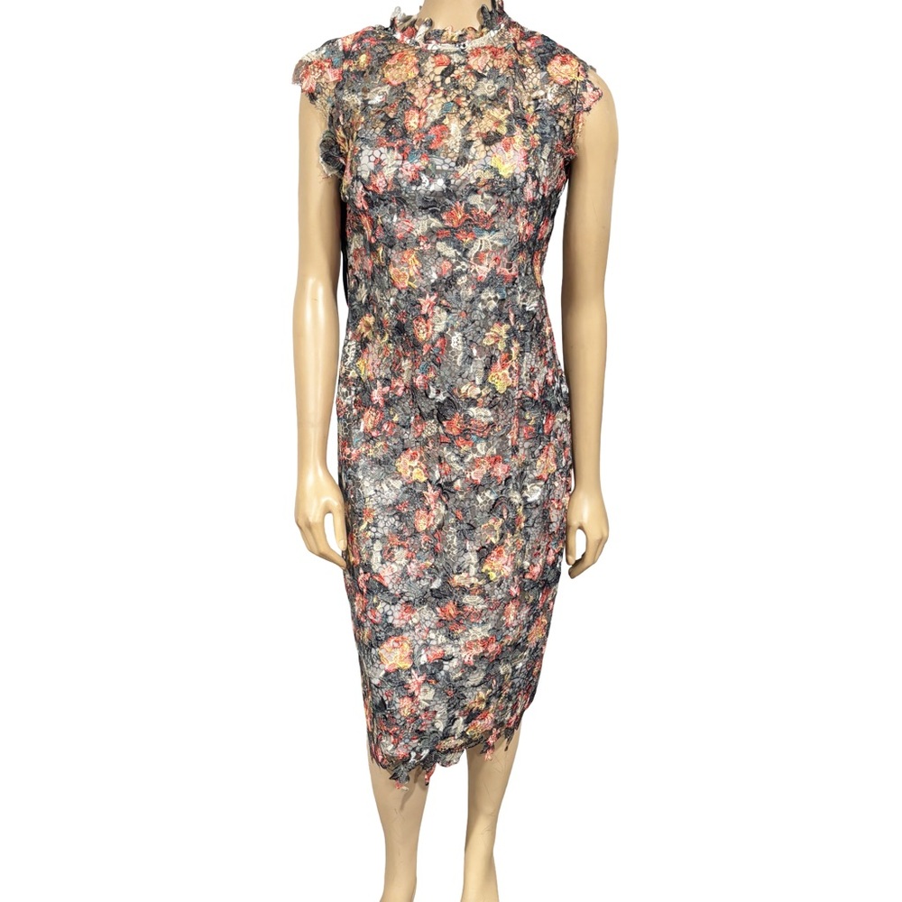 Paper Dolls‎ High Neck Lace Colorful Lined Size 10 Tall Dress